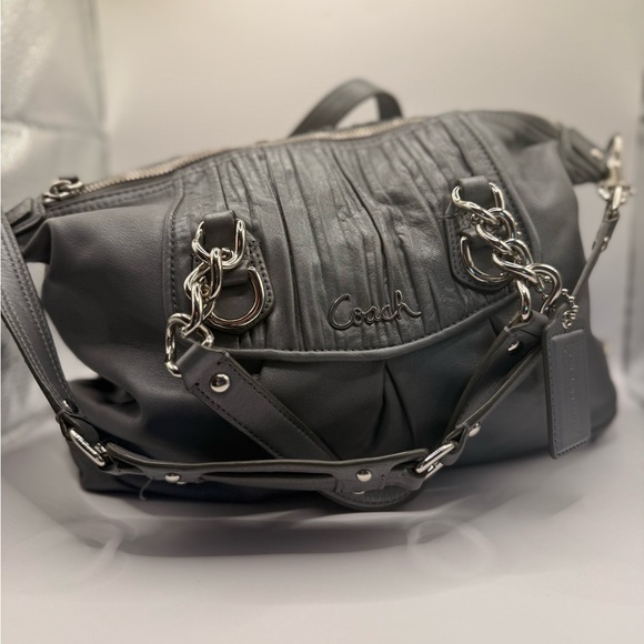 EUC Coach Silver Shoulder Bag – Purple Interior – Elegant & Functional - Picture 1 of 8